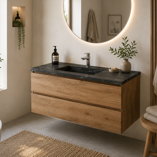 Meuble de salle de bain suspendu STEP Bois - Sanizeo
