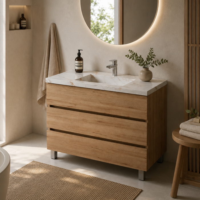 Meuble de salle de bain sur pieds ATRANI Bois - Sanizeo