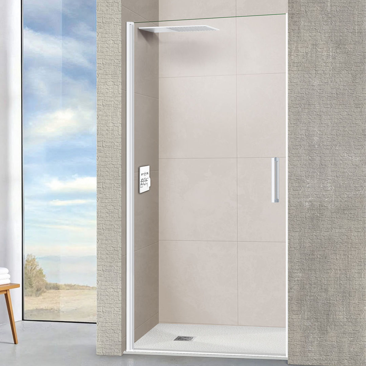 Porte de Douche ALSACE 1P blanc, anticalcaire | SUPERBAN — SANIZÉO