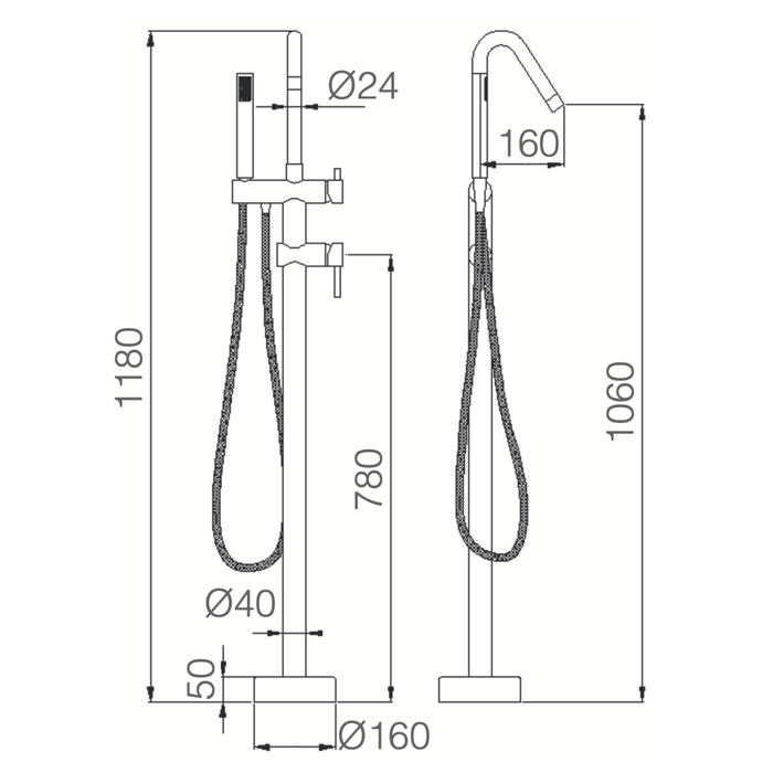Mitigeur de Baignoire sur pied BELGICA - Sanizeo