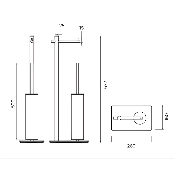 Porte papier WC avec balai intégré PRACTIC
