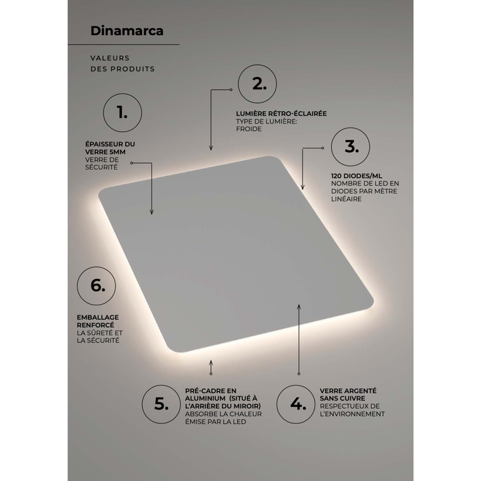 Miroir Lumineux LED DINAMARCA