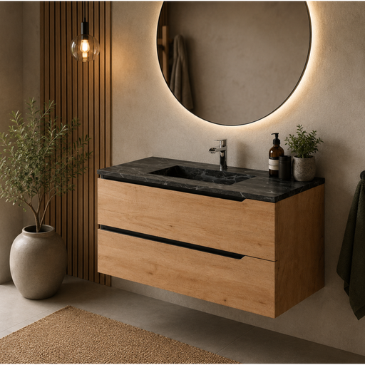 Meuble de salle de bain suspendu DUO Sand - Sanizeo