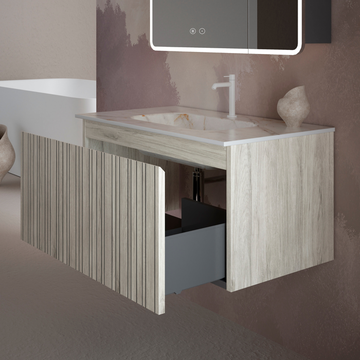 Meuble Suspendu FER 1 Coloris Blanc NOFER Sanizéo DECOSAN - Visuel d'ambiance