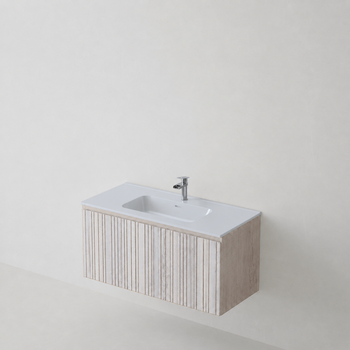 Meuble Suspendu FER 1 Coloris Blanc NOFER Sanizéo DECOSAN - Vasque VOLTERRA Céramique Blanc Brillant