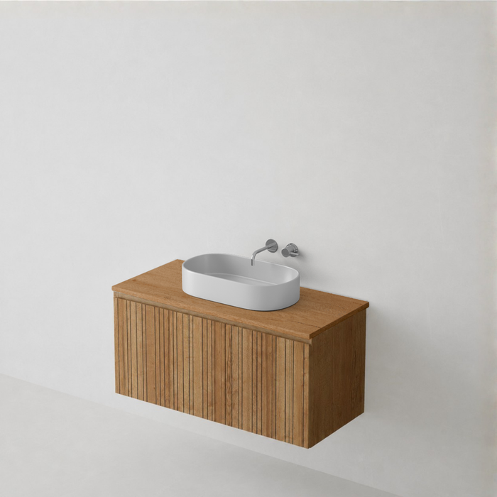 Meuble Suspendu FER 1 Coloris Bois NOFER Sanizéo DECOSAN - Vasque à poser VAL Céramique Blanc Brillant