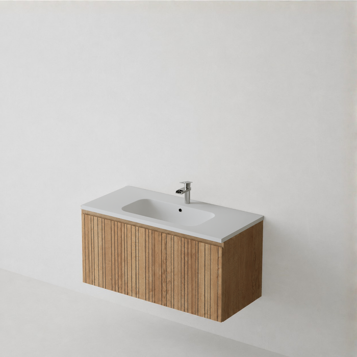 Meuble Suspendu FER 1 Coloris Bois NOFER Sanizéo DECOSAN - Vasque BLOW Solid Surface