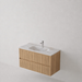 Meuble Suspendu FER Coloris Bois NOFER Sanizéo DECOSAN - Vasque LANICOR Porcelaine Marbré Blanc