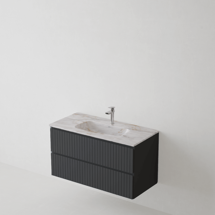 Meuble de salle de bain suspendu GLOW Noir - Sanizeo