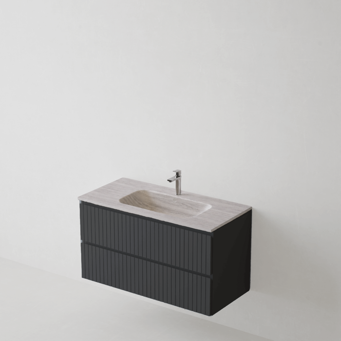 Meuble de salle de bain suspendu GLOW Noir - Sanizeo