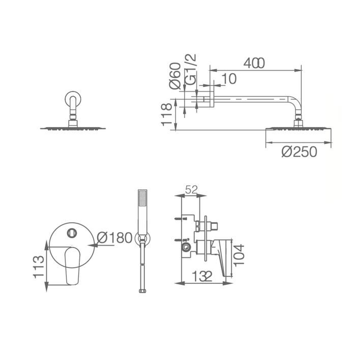 Colonne de Douche Encastrée BELGICA - Sanizeo