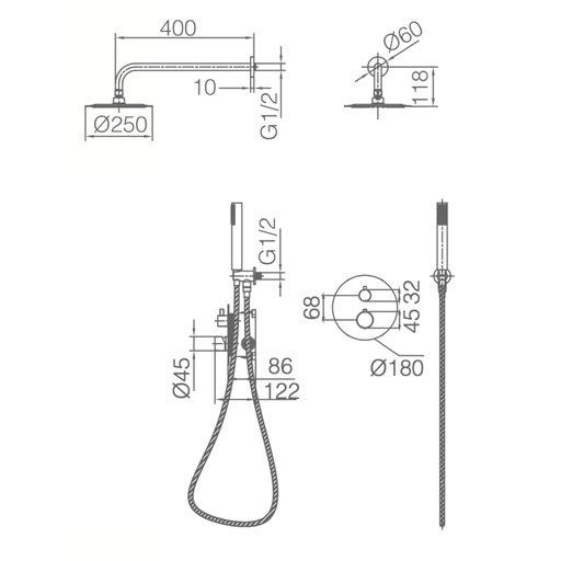 Colonne de Douche Encastrée Thermostatique GENOVA - Sanizeo