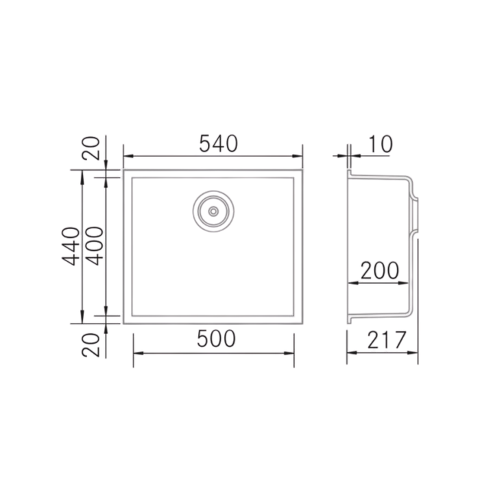 Évier sous plan Kératek Noir KERA - Sanizeo