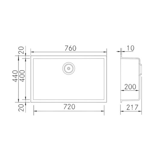 Évier sous plan Kératek Noir KERA - Sanizeo
