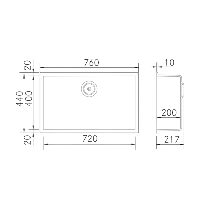 Évier sous plan Kératek Noir KERA - Sanizeo