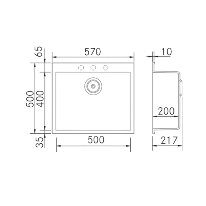 Évier sur plan Kératek Noir KERA - Sanizeo