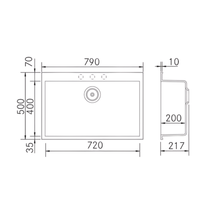 Évier sur plan Kératek Noir KERA - Sanizeo