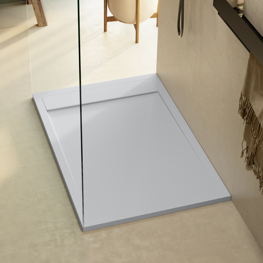 Receveur de douche extra plat 3 cm MAGNUS LAVABERG Gris RAL 7040 — installé dans une salle de bain moderne