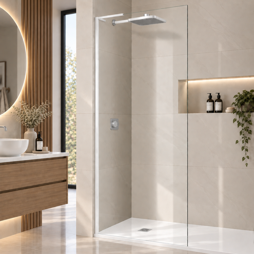 Paroi de Douche MONT BLANC E Blanc Brillant - SUPERBAN - Sanizeo