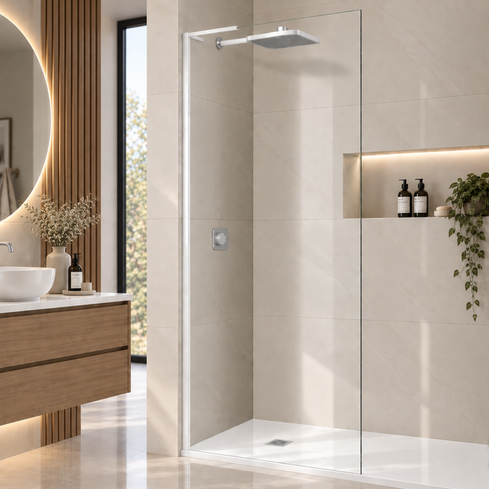 Paroi de Douche MONT BLANC E Blanc Brillant - SUPERBAN - Sanizeo