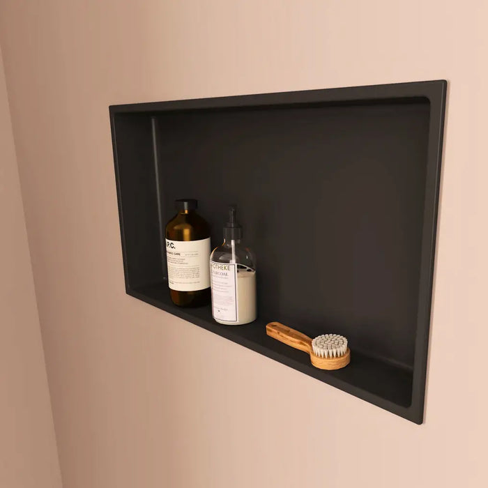 Niche de Douche Murale NOOK 60 Noir - ITALBOX Sanizeo - installée dans une salle de bain