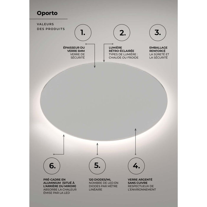 Miroir Lumineux LED OPORTO