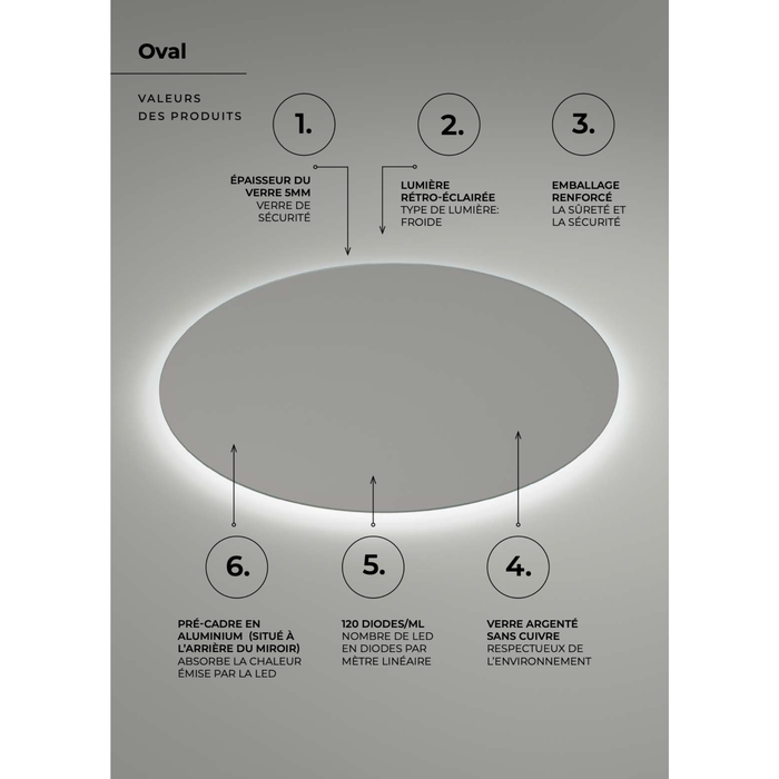 Miroir Lumineux LED OVAL