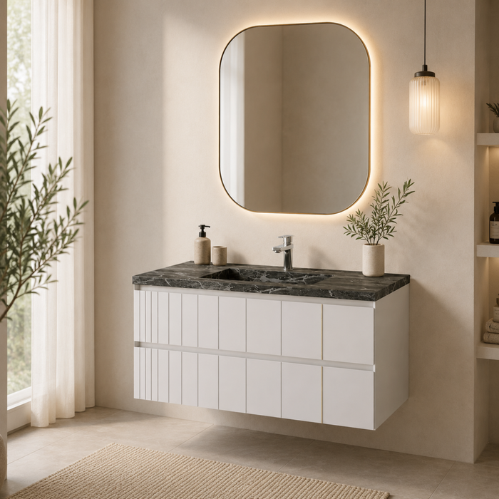 Meuble de salle de bain suspendu POLE Blanc - Sanizeo