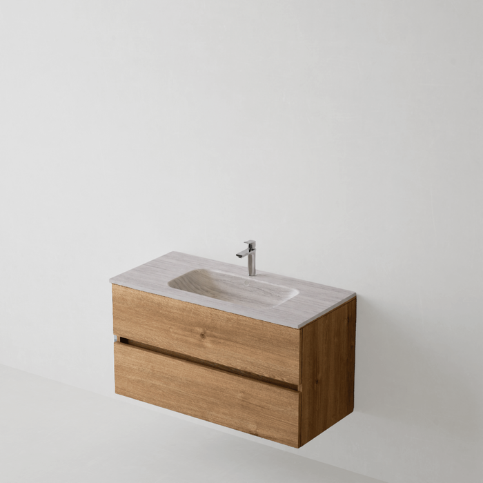 Meuble de salle de bain suspendu ANCONA Bois - Sanizeo