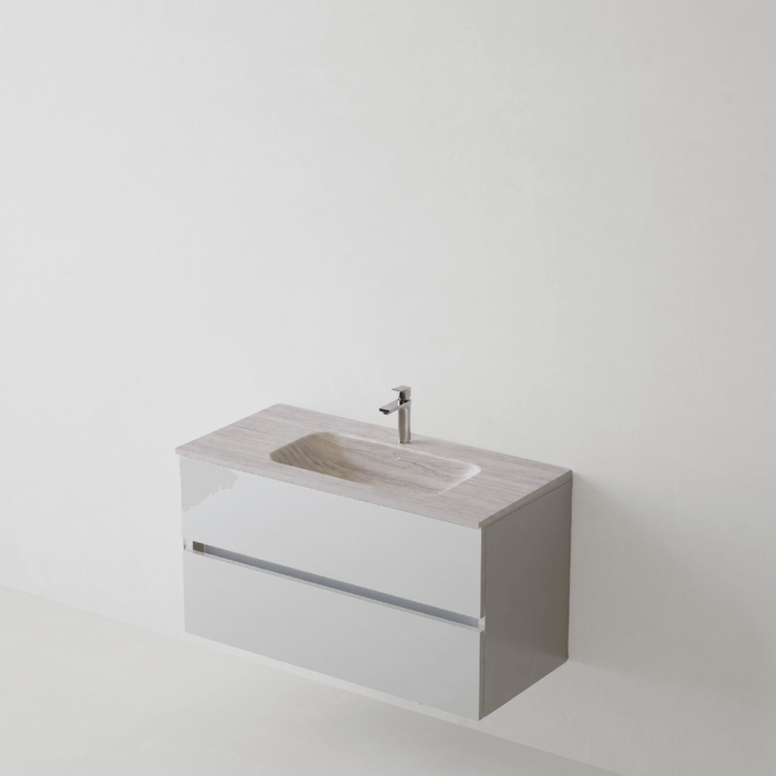 Meuble de salle de bain suspendu ANCONA Blanc - Sanizeo