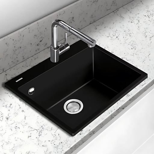 Évier sur plan Métal Quartz Noir QUADRA - Sanizeo