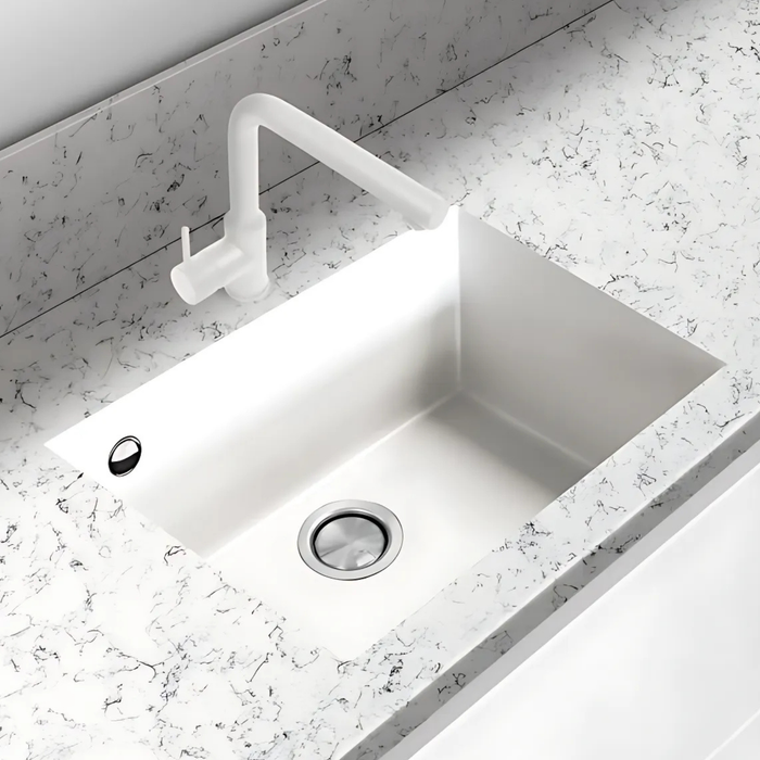 Évier sous plan Métal Quartz Blanc QUADRA - Sanizeo