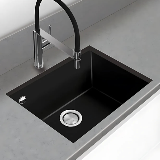 Évier sous plan Métal Quartz Noir QUADRA - Sanizeo