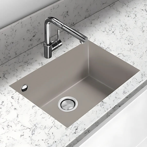 Évier sous plan Métal Quartz Taupe QUADRA - Sanizeo