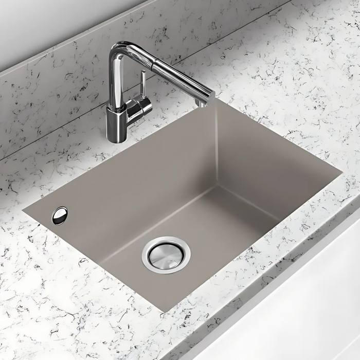 Évier sous plan Métal Quartz Taupe QUADRA - Sanizeo