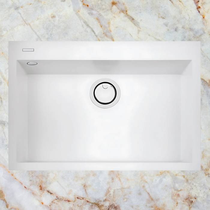 Évier sur plan Métal Quartz Blanc QUADRA - Sanizeo