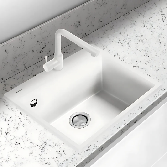 Évier sur plan Métal Quartz Blanc QUADRA - Sanizeo