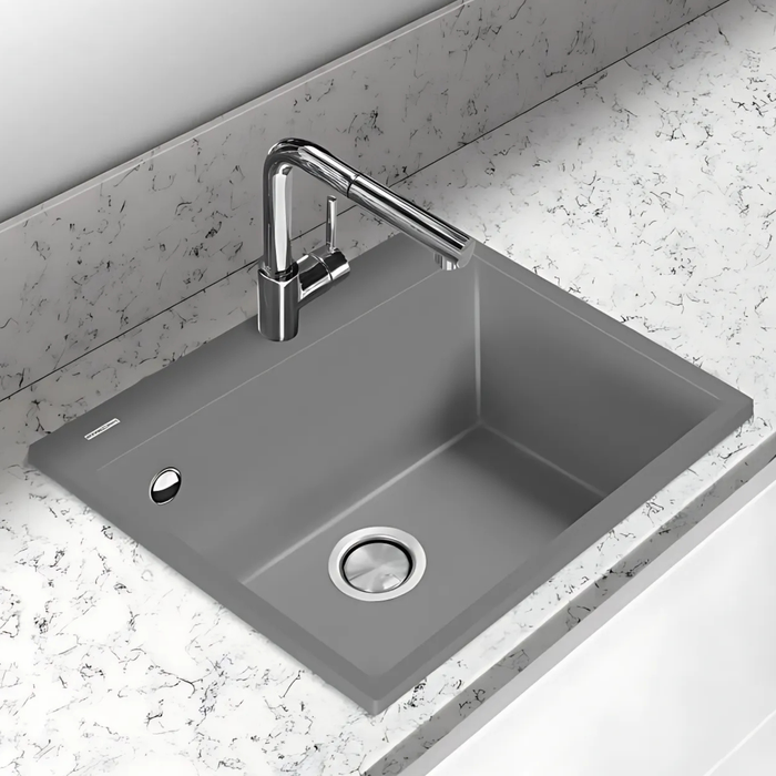 Évier sur plan Métal Quartz Gris QUADRA - Sanizeo