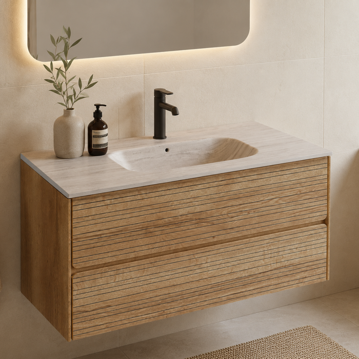 Meuble de salle de bain suspendu RANDOM Sand - Sanizeo