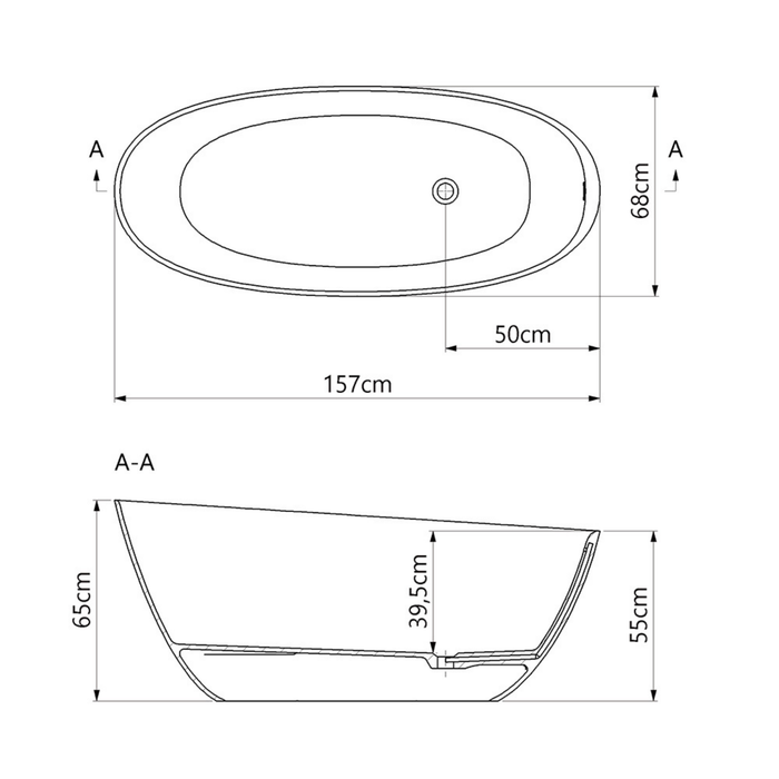 Baignoire Îlot SKUM Noir Mat - Sanizeo
