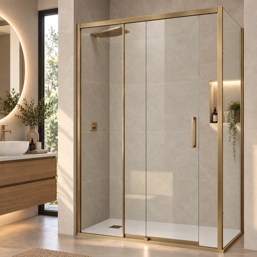 Paroi de Douche VÉZANNES 2PL Or Brossé - SUPERBAN - Sanizeo