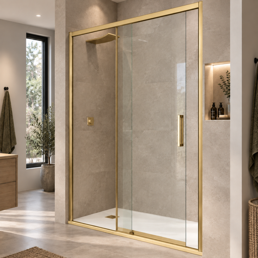 Paroi de Douche VÉZANNES 2P Or Brossé - SUPERBAN - Sanizeo