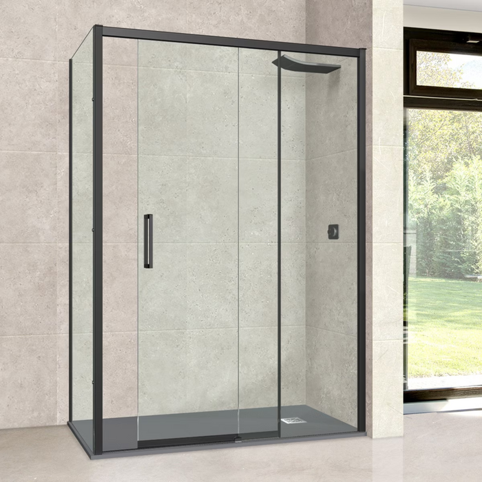 Paroi de Douche VÉZANNES 2PL Noir Mat - Sanizeo