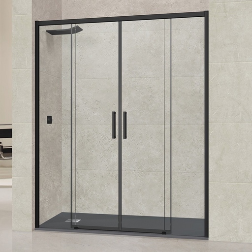 Paroi de Douche VÉZANNES 4P Noir Mat - Sanizeo