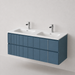 Meuble Suspendu POLE Coloris Bleu Cobal NOFER Sanizéo DECOSAN - Double Vasque VOLTERRA Blanc Mat