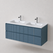Meuble Suspendu POLE Coloris Bleu Cobal NOFER Sanizéo DECOSAN - Double Vasque VOLTERRA Blanc Brillant