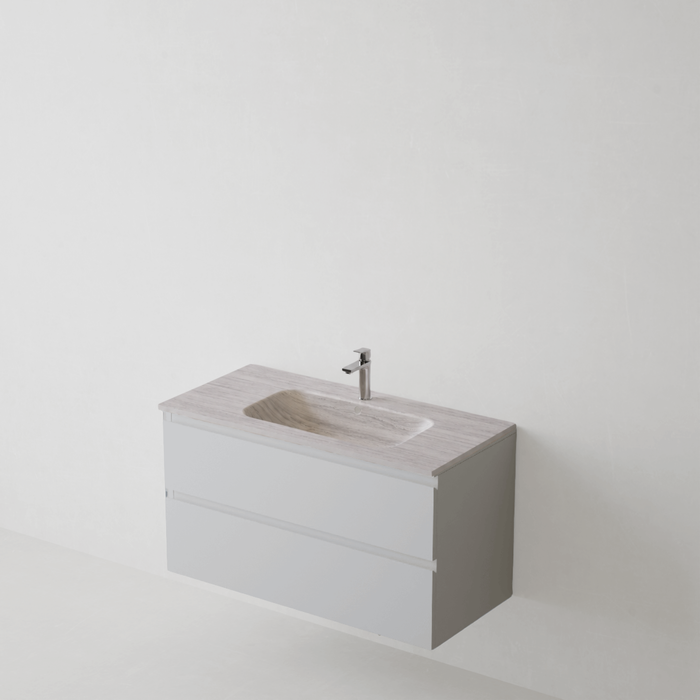 Meuble de salle de bain suspendu STEP Blanc Mat - Sanizeo