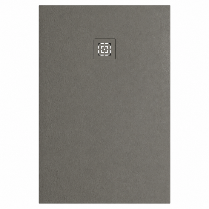 Vue de dessus du receveur de douche HALDOR gris taupe LAVABERG avec bonde carrée