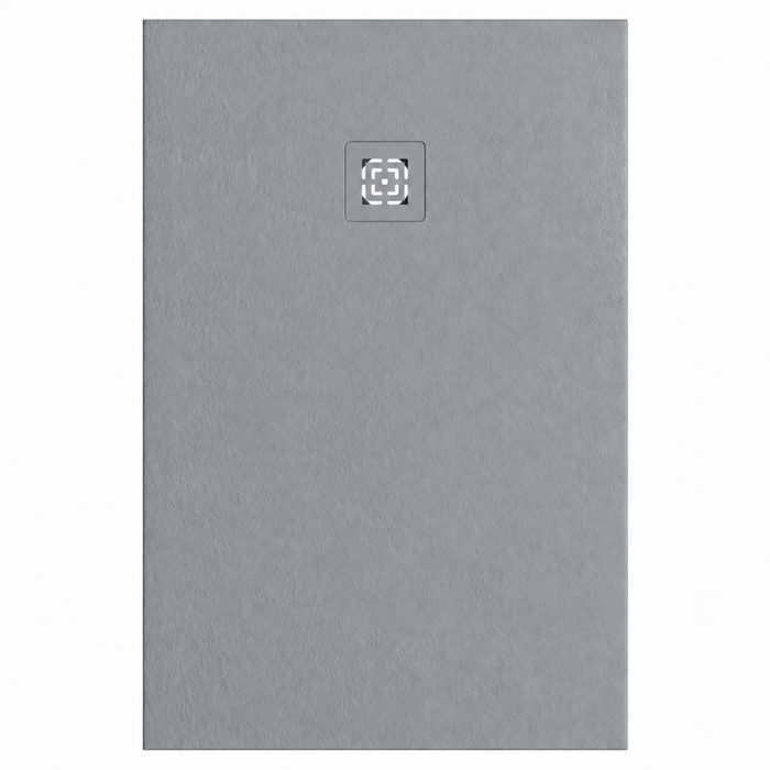 Vue de dessus du receveur de douche HALDOR gris LAVABERG avec bonde carrée