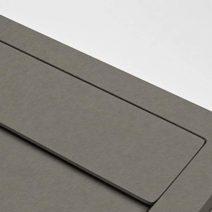 Détail de la surface et de la finition du receveur de douche MAGNUS gris taupe LAVABERG